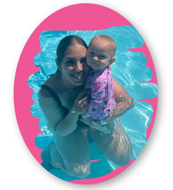 Mother with baby in the pool